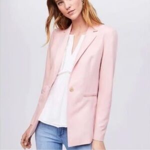 Loft Women’s Classic Blazer Jacket Blush Button Pockets Long Sleeve Size 00 XS